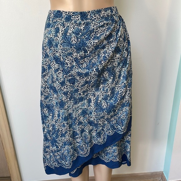 Coldwater Creek skirt faux wrap batik blue - Picture 1 of 8